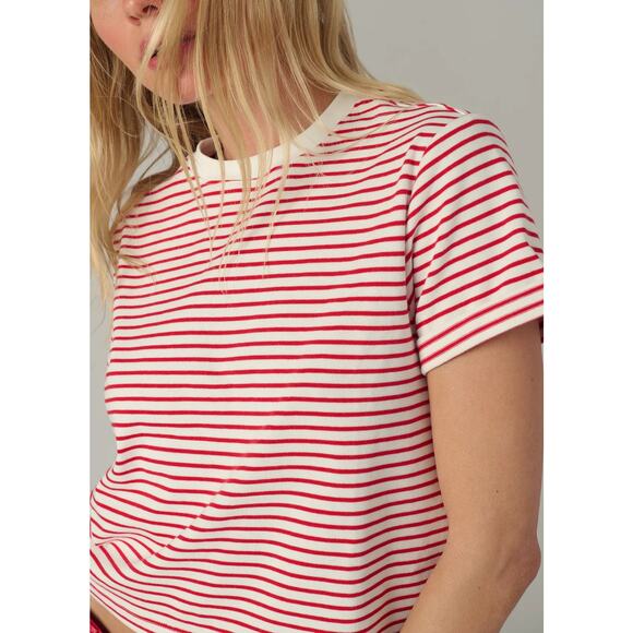 Joe's Jeans The Boxy Tee - White/Cherry Red Stripe NWT VARIOUS SIZES - Picture 2 of 6